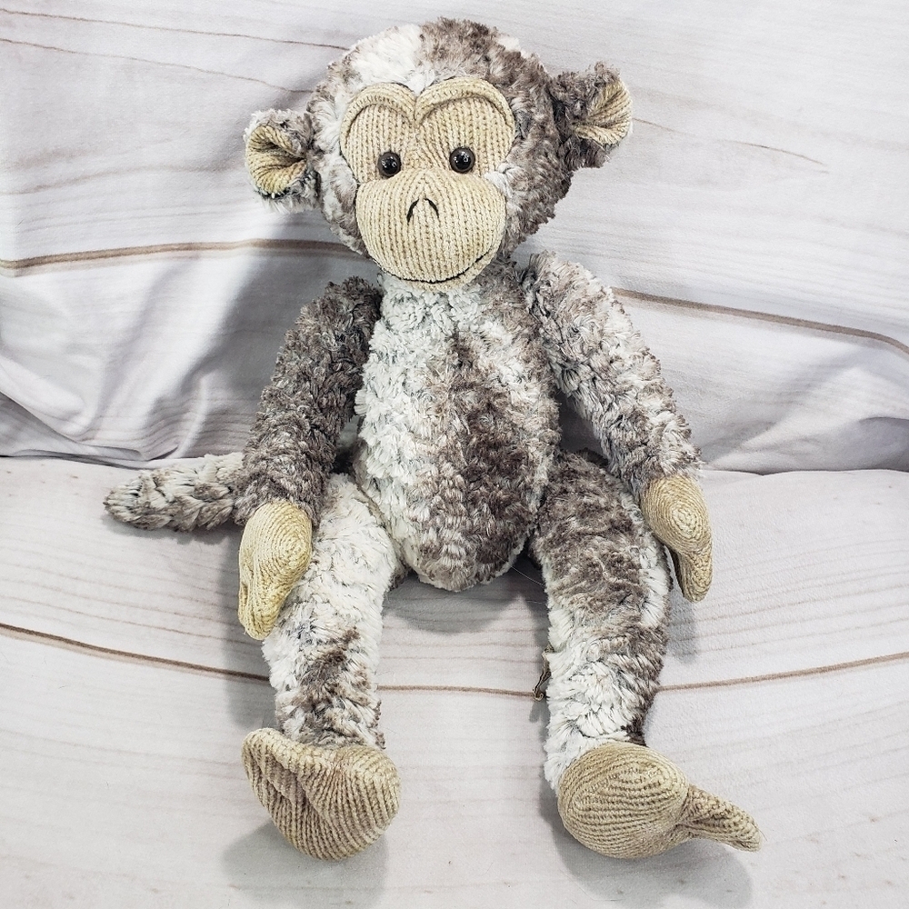 Burton + Burton Frosted Monkey Plush Stuffed Toy Chenille Knit Face Hands 16 In